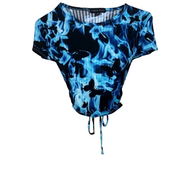 Blue  Crop Top - Picture 2 of 4